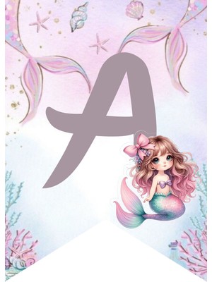 Rosy Blue Deniz Kızı Happy Bırthday Banner