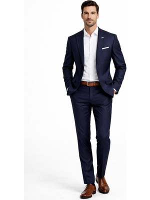 Suitmen Erkek Silim Fit Yelekli Çift Yırtmaçlı Takım Elbise BGL-ST05327