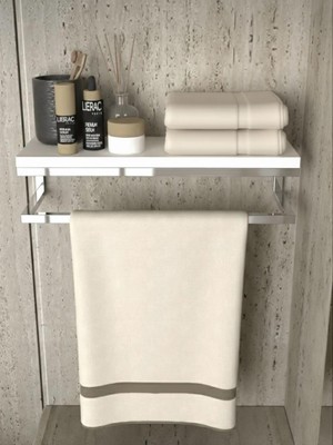 Lara Design Krom Havluluk Duvara Monte Raf Aksesuarlık Şal Askılığı Ev Banyo Mutfak Düzenleyici Çok Amaçlı Raf