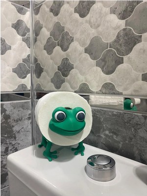 Aselis3D Dekoratif Sevimli Kurbağa Tuvalet Kağıt Lığı, Tuvalet Kağıdı Tutucu, Tuvalet Kağıtlığı