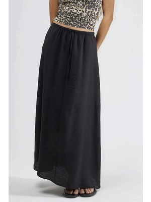 Hiccup Kadın Busem Yüksek Bel A Kesim Maxi Etek Siyah
