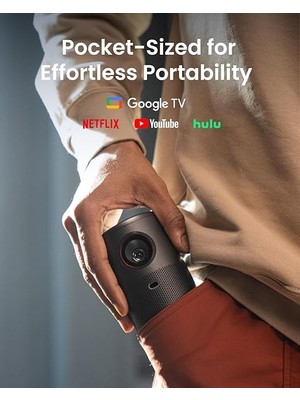 By Anker, Capsule Air, Dünyanın En Küçük Google Tv Projeksiyon Cihazı, Sadece 650G, 2 Saat Oynatma, Otomatik Odak - Siyah