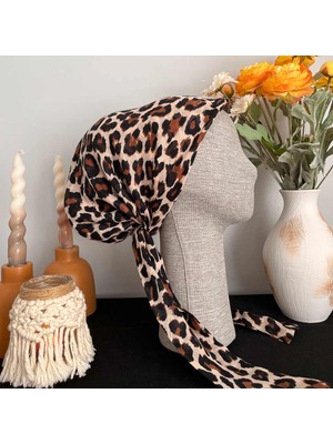 Anatölye Siyah Kahverengi Leopar Desen Tülbent Bone - Kaymaz Terletmez (Kaymayan)