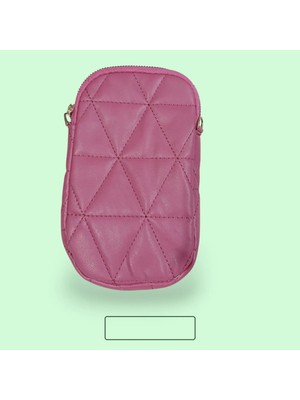 Frezya Kapitone Kabartmalı Gold Fermuar Zincir Askılı  Kadın Telefon Çantası