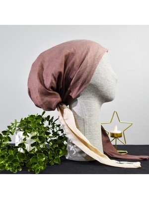 Anatölye Kahverengi Geçişli Tülbent Eşarp Bone - Kaymaz Terletmez (Kaymayan)