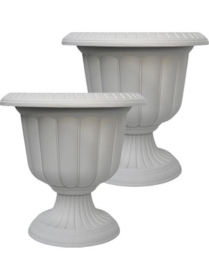 Adet Plastik Ayaklı Saksı Seti 6 Lt Iç ve Dış Mekan Çiçek Saksısı 30X29 cm Kırık Beyaz