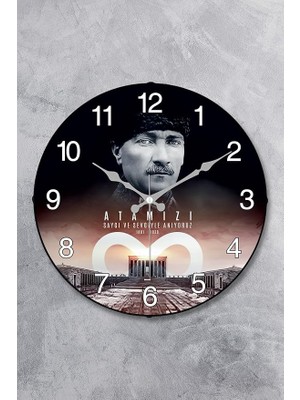 Atatürk Duvar Saati Akar Saniye Sessiz Mekanizma 36 cm