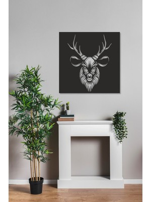 Sscnc Geyik Figürlü Mdf Duvar Tablosu – Modern Lazer Kesim Dekoratif Tablo – 40X40 cm