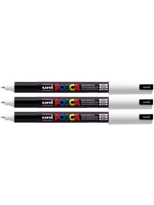 Pc-1mr Uni Beyaz Boya Marker Kalemler Ultra Ince 0,7 mm Kalibre Uç Ucu Her Yüzeye Yazılır Kumaş Cam Taş Metal Ahşap Plastik (3'lü Paket)