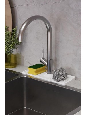 Home Musluk Matı Elastik Silikon Mutfak ve Banyo Için Lavobo Su Tutucu Musluk ve Batarya Matı, Beyaz