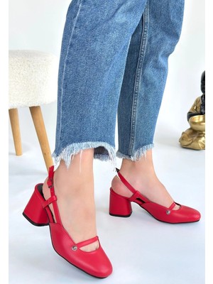 Erbilden Jecci Kırmızı Cilt Topuklu Ayakkabı