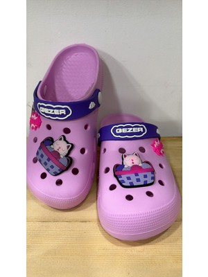 Gezer Yeni Sezon Rahat Taban Kedi Figürlü Cross Kız Çocuk Yazlık Terlik