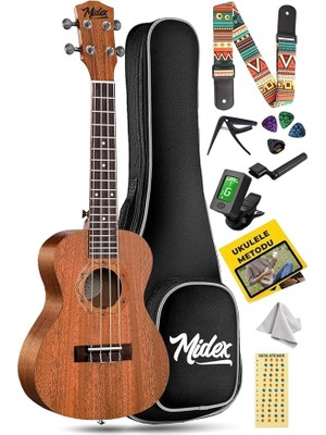 TN-26MC Case Hakiki Ağaç Tenör Ukulele (Çanta Tuner Askı Metod Yedek Tel)