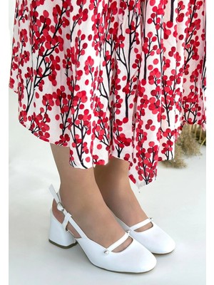 Erbilden Jecci Beyaz Cilt Topuklu Ayakkabı