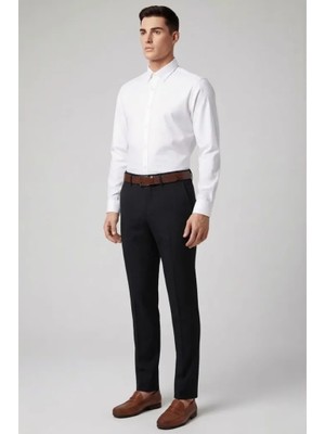 Yyz Store Erkek Siyah Renk Esnek Likralı Slim-Fit Kumaş Pantolon