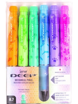 Deep Mekanik Kurşun Kalem Pastel Doğa Serisi 0.7 mm 6'lı Set