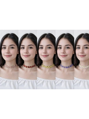 El Yapımı Handmade Bohem Tarzı Sarı Papatya Çiçek Motifli Kolye