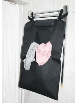 Arkası Askılı Fermuarlı Kirli Çamaşır Sepeti Siyah Dayanıklı Malzeme ile Uzun Ömürlü Kullanım