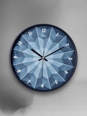 D-218-F-1 Modern Kadran 30 cm Sessiz Akar Duvar Saati Mavi