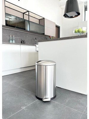 ME903006BOMBE Kapaklı Çelik Çöp Kovası 30LT Fırçalı, Siyah