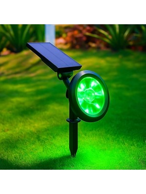 Solar Bahçe Aydınlatma Lambası - 9 LED Yeşil Işık, 200 Lümen, IP65 Su Geçirmez, Güneş Enerjili Kazıklı Veya Duvar Montajlı Çim Armatürü