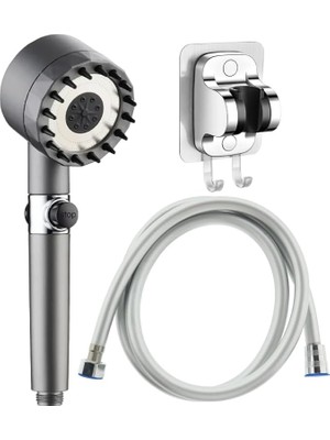 Filtreli 3 Fonksiyonlu Duş Başlığı El Duşu + Pvc Duş Hortumu ve Yapışkanlı Mafsal 3'lü Set