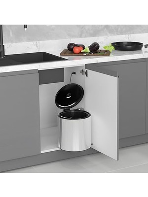 S-2251-SS Krom Paslanmaz Çöp Kovası 10 Lt