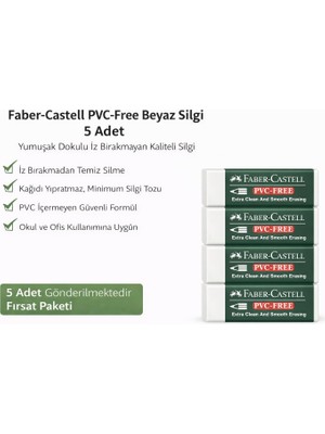 NW NessiWorld Faber-Castell  NO24 Pvc Free Beyaz Silgi 5 Adet Iz Bırakmayan Yumuşak Dokulu Okul Ofis Silgisi