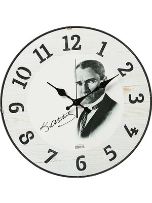 36 cm Gerçek Bombe Cam Akar Saniye Sessiz Mekanizma Asimetrik Dekoratif Atatürk Duvar Saati