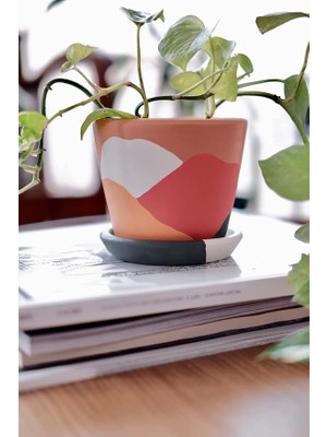 Savana Saksı+Tabak • Abstract Yeşil Sarı (Orta)