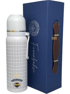 650ML Lisanslı Çift Katlı Paslanmaz Çelik Termos 8 Saat Sıcak Soğuk Hediye Kutulu Beyaz