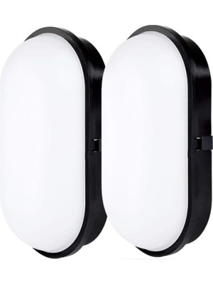 Geçirmez 20W Siyah Kasa Gün Işık 4200K Bahçe Teras Banyo Iç Dış Mekan LED Işık 2000LM (2 Adet)