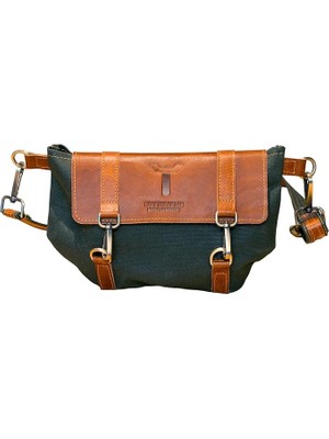 Çantası, Motosiklet Gidon Çantası, Deri, Geçme Kilitli (Yeşil)