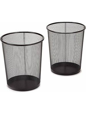 Classics Ev Veya Ofis Için Küçük Silindir Çöp Kutusu, 6 Galon Fileli Yuvarlak Kova, Hafif, Çelik Çöp Sepeti Seti, Çöp Veya Geri Dönüşüm Için, 2'li Paket, Siyah