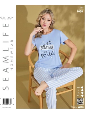 Royam Seamlife Kadın Extra Yumuşak %100 Pamuk Milan Kısa Kollu Pijama Takımı