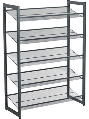 5 Katlı Ayakkabı Rafı, Genişleyen Metal Ayakkabı Rafı Ayarlanabilir Ayakkabı Rafı 15-20 Çift Ayakkabı, Kısa Bot, Topuklular Için Uygun, 74X104X307CM Koyu Gri LMR005GB