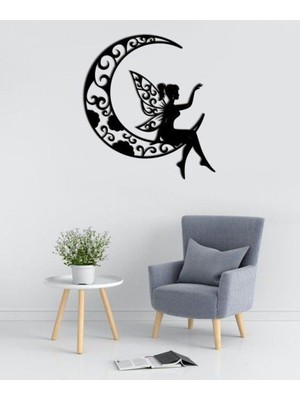 Sscnc Ayda Oturan Peri Lazer Kesim Modern Duvar Dekoru (46X42 Cm)