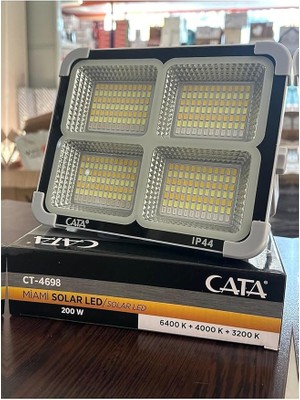 CATA CT-4698 Miami Solar LED Projektör 200 W Yeni Solar Panel ve Güçlendirilmiş Pil Ömrü