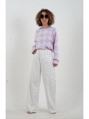 Zelish My Sister Beyaz Taşlı Denim Pantolon