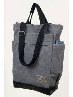 Old Cotton Mumlu Kanvas Omuz ve Sırt Çantası Lacivert