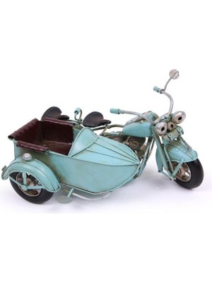 Dekoratif Metal Motosiklet Sepetli Vintage Dekoratif Hediyelik