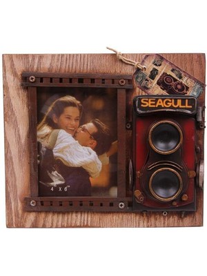 Dekoratif Metal Çerçeve Fotoğraf Makinesi Dekorlu Hediyelik