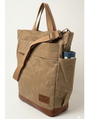 Old Cotton Mumlu Kanvas Omuz ve Sırt Çantası Lacivert