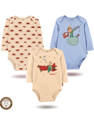 Mahfel 3'lü Premium %100 Pamuklu  Çıtçıtlı Bebek Body Zıbın 12-4