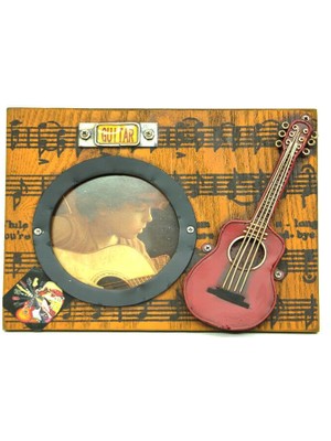 Dekoratif Metal Çerçeve Gitar Dekorlu Vintage Ev Ofis Hediyelik