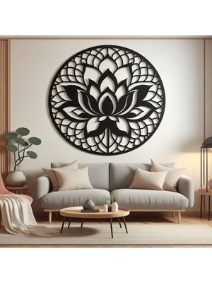 Sscnc Lotus Çiçeği Mandala Lazer Kesim Duvar Dekoru (42X40 Cm)