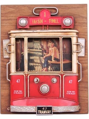 Dekoratif Metal Çerçeve Tramvay Dekorlu Vintage Ev Ofis Hediyelik