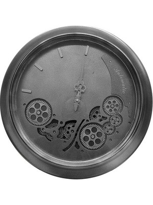 Saat Çarklı Yuvarlak Duvar Saati Dekoratif Hediyelik