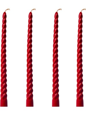 Storemax Oktaysell Petekoğlu (4 Adet 27.5cm) Balmumu Mum Konik Burgulu Balmumu Şamdan Mumu Doğal Petek Balmumu Mum Dekoratif Kırılmaz Akmaz Mum Bal Mumu Beeswax Candle (Kırmızı)