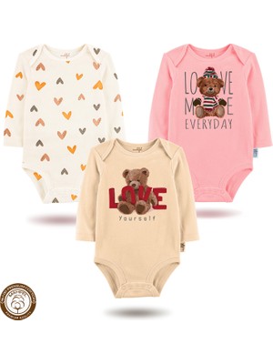 Mahfel 3'lü Premium %100 Pamuklu  Çıtçıtlı Bebek Body Zıbın 15-30